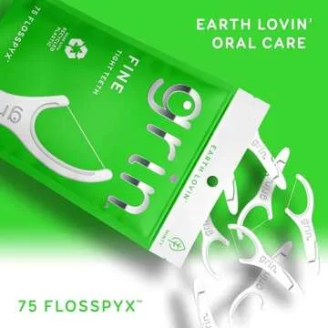 GRIN Fine Flosspyx Floss Picks 75 Count Eco-Friendly Minty Clean