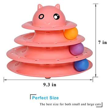 UPSKY Cat Toy Roller 3-Level Turntable Cat Toy Balls with Six Colorful Balls Interactive Kitten Fun Mental Physical Exercise Puzzle Toys.