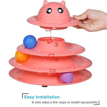 UPSKY Cat Toy Roller 3-Level Turntable Cat Toy Balls with Six Colorful Balls Interactive Kitten Fun Mental Physical Exercise Puzzle Toys.