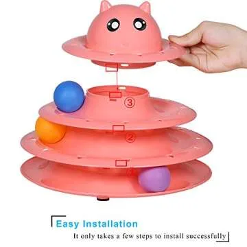UPSKY Cat Toy Roller 3-Level Turntable Cat Toy Balls with Six Colorful Balls Interactive Kitten Fun Mental Physical Exercise Puzzle Toys.