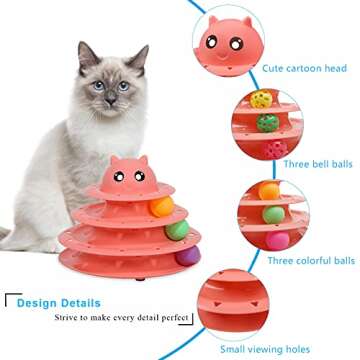 UPSKY Cat Toy Roller 3-Level Turntable Cat Toy Balls with Six Colorful Balls Interactive Kitten Fun Mental Physical Exercise Puzzle Toys.