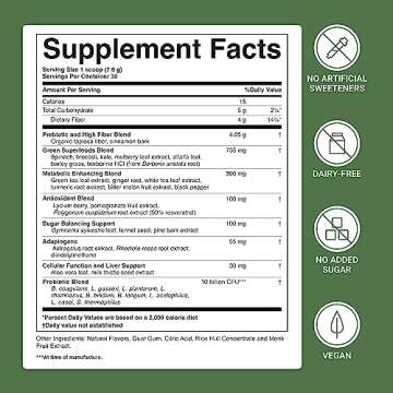 ACTIVATEDYOU Morning Complete Prebiotics, Probiotics, Green Superfoods (Apple Cinnamon) + Essential Skin Food Collagen, Elastin Support, 30 Servings
