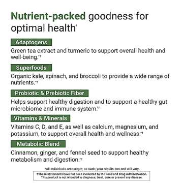 ACTIVATEDYOU Morning Complete Prebiotics, Probiotics, Green Superfoods (Apple Cinnamon) + Essential Skin Food Collagen, Elastin Support, 30 Servings