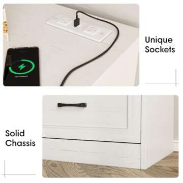 Fameill 6 Drawer Dresser with Charging Station for All Rooms