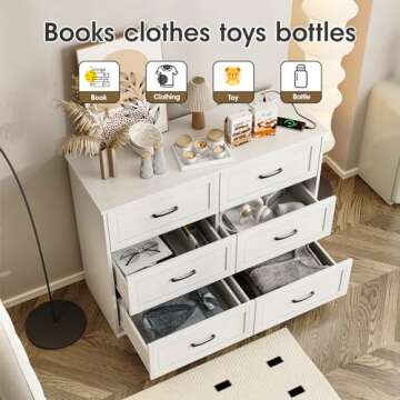 Fameill 6 Drawer Dresser with Charging Station for All Rooms