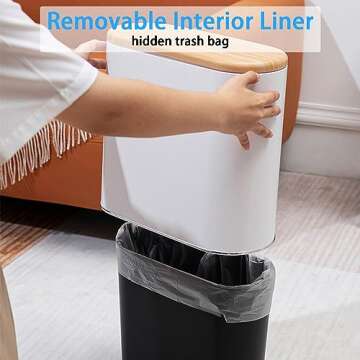 Stylish URALFA Small Trash Can with Push Button Lid