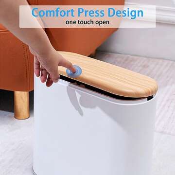 Stylish URALFA Small Trash Can with Push Button Lid