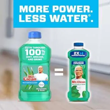 Mr. Clean All Purpose Cleaner, Floor Cleaner for Mopping Home, Bathroom, & Kitchen, Cleaning Liquid for Mop & Bucket, Cleaning Supplies, Multi-Surface Dilutable, Meadows & Rain, 41oz