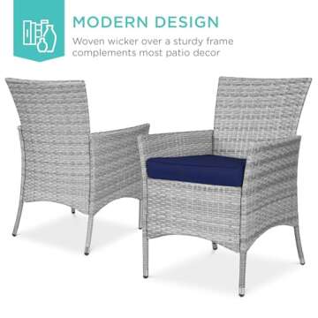 Best Choice Products 5-Piece Navy Wicker Dining Set - Stylish & Durable