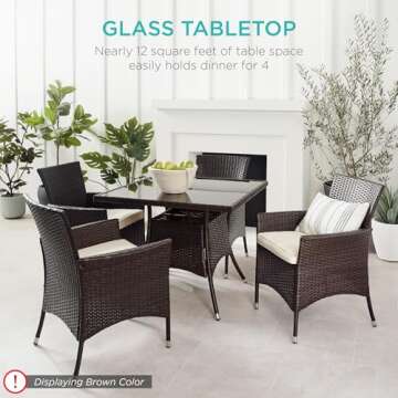 Best Choice Products 5-Piece Wicker Dining Set for Outdoors