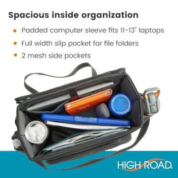 High Road Car Office Organizer - Front Seat Organizer with Desk Supplies Compartment, Laptop Sleeve, 2 Bottle Holders, Storage Cover and Padded Shoulder Strap for Cars, Trucks and Patrol Vehicles