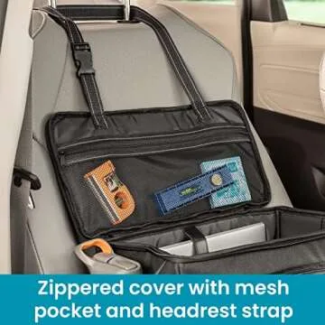 High Road Car Office Organizer - Front Seat Organizer with Desk Supplies Compartment, Laptop Sleeve, 2 Bottle Holders, Storage Cover and Padded Shoulder Strap for Cars, Trucks and Patrol Vehicles