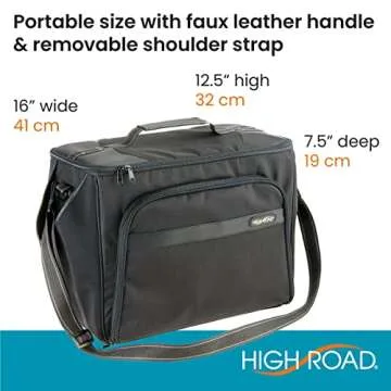 High Road Car Office Organizer - Front Seat Organizer with Desk Supplies Compartment, Laptop Sleeve, 2 Bottle Holders, Storage Cover and Padded Shoulder Strap for Cars, Trucks and Patrol Vehicles