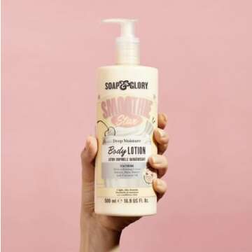 Soap & Glory Smoothie Star Moisturizing Body Lotion - Non-Greasy Body Moisturizer with Skin-Softening Cocoa Butter & Coconut Oil - Almond & Vanilla Scented Lotion (500ml)
