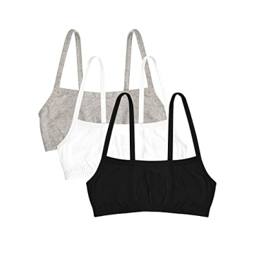 Fruit of the Loom Girls' Cotton Spaghetti Strap Sport Bra - Comfortable Everyday Essential