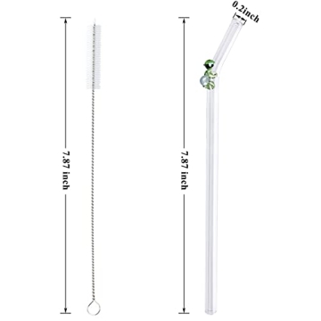 Cute Turtle 6 Pcs Glass Drinking Straws Set Reusable