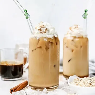 Cute Turtle 6 Pcs Glass Drinking Straws Set Reusable