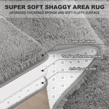 HQAYW Fluffy 6x9 Feet Area Rug - Soft Shaggy Carpet