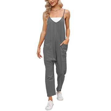 DEEP SELF Women's Jumpsuits Casual Summer Rompers Sleeveless Spaghetti Strap Jumpers Loose Baggy Ove...