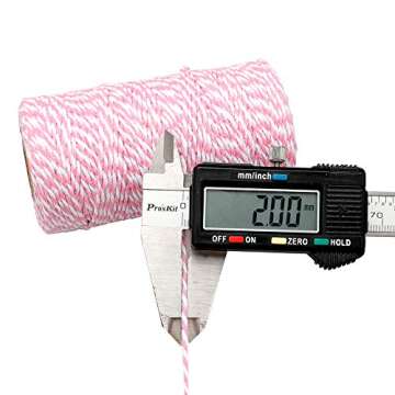 G2PLUS Pink and White String, 328Feet 2MM Cotton Bakers Twine, Valentine's Day Twine, Cotton String ...
