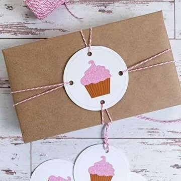 G2PLUS Pink and White Cotton String for Crafts and Gifts