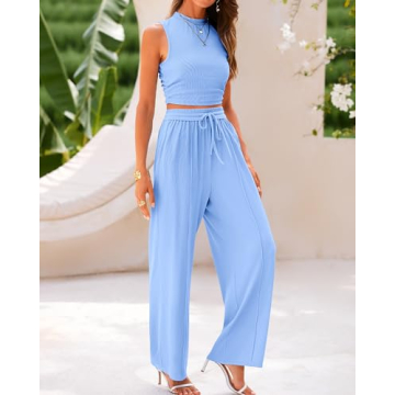 BTFBM Women Ribbed Knit Lounge Set Casual Summer Chic