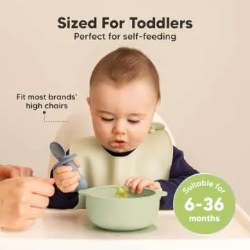 KeaBabies 2-Pack Baby Bowls with Suctions, Lids - Silicone Suction Bowls for Baby Boy, Girl, Toddlers Suction Bowls, Kids Bowl, Silicone Bowls for Baby Food, BPA-Free, Dishwasher Safe (Sage)