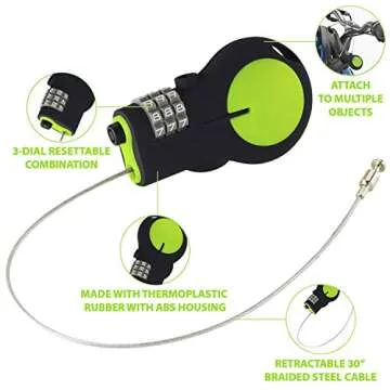 Lewis N. Clark Cable Luggage Lock | TSA Approved | Travel Or Bike Lock | Set Your Own Combination | 30-inch Retractable Steel Cable | Green