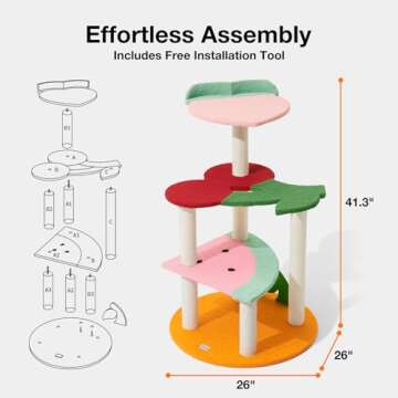VETRESKA 41.3 Inches Multi-Level Cat Tree Cat Tower with Fruit-Shaped Platform and Sisal-Covered Scratching Posts, Indoor Cats Furniture for Large Cats, Kittens
