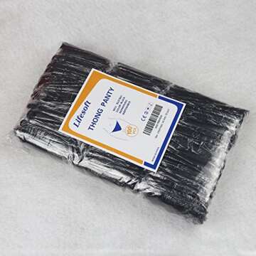 Lifesoft Pack of 100 Disposable Thong Panties Spay Tanning Wraps, Individually Wrapped Black