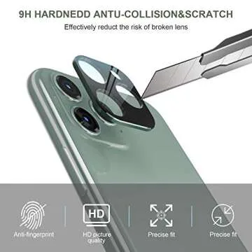 ROITON for iPhone 11 Pro/iPhone 11 Pro Max Camera Lens Protector, Ultra Thin High Definition Bubble-Free Anti-Scratch Fingerprint Tempered Glass Camera Lens Protector 2 Pack (Midnight Green)