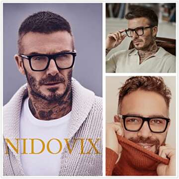 NIDOVIX Trendy Square Blue Light Blocking Glasses for Men Women, Fashion Frame Non-prescription Computer Glasses (Transparent)