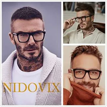 NIDOVIX Trendy Square Blue Light Blocking Glasses for Men Women, Fashion Frame Non-prescription Computer Glasses (Transparent)