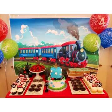 GYA 5x3ft Stream Train Party Theme Backdrop for Photography Kids Train Birthday Party Photo Background Children Theme Birthday Party Adventure Family Children Kids Adult Portrait Gathering Photography