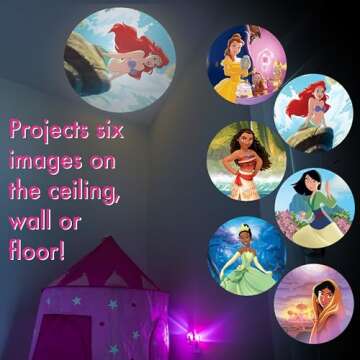 Disney Princess LED Kids Night Light Projector with Sensor