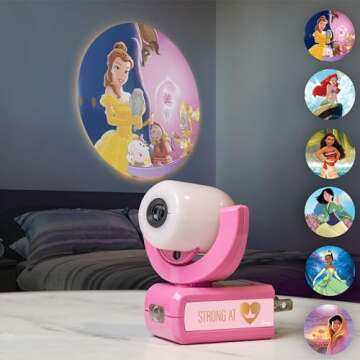 Disney Princess LED Kids Night Light Projector with Sensor