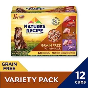 Nature’s Recipe Grain Free Chicken & Beef, Turkey & Lamb Wet Dog Food Variety Pack - 24 Cups