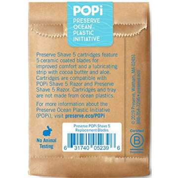 Preserve POPi Shave 5 Replacement Cartridges for Preserve POPi Shave 5 Razor (4 Count (Pack of 1))