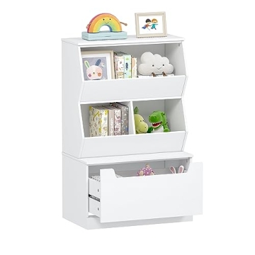 UTEX Kids Toy Storage Organizer - Stylish Children’s Bookshelf with Drawer for Toys