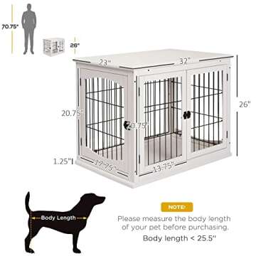 PawHut Decorative Dog Crate End Table with Double Doors