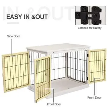 PawHut Decorative Dog Crate End Table with Double Doors
