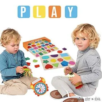 Wooden Puzzles for Toddlers and Rack Set - (3 Pack) Bundle with Storage Holder Rack and Learning Clock - 3 in 1 Kids Educational Preschool Peg Puzzles – Alphabet, Letters, Numbers and Shapes