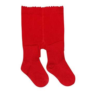BEAR MUM Baby Girls' Seamless Organic Cotton Tights Red 1-2year