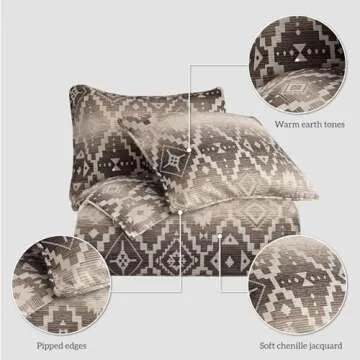Paseo Road by HiEnd Accents Chalet Aztec 3 Piece Comforter Set with Pillow Shams, King Size, Modern Southwestern Rustic Style Luxury Bedding Set, 1 Comforter and 2 Pillowcases