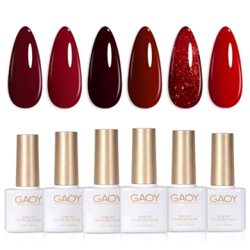 GAOY 6 Colors Burgundy Red Gel Nail Polish Set