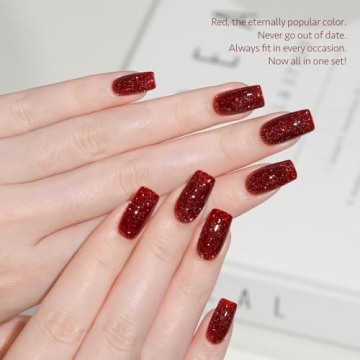 GAOY 6 Colors Burgundy Red Gel Nail Polish Set