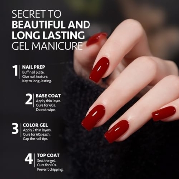 GAOY 6 Colors Burgundy Red Gel Nail Polish Set