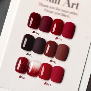 GAOY 6 Colors Burgundy Red Gel Nail Polish Set