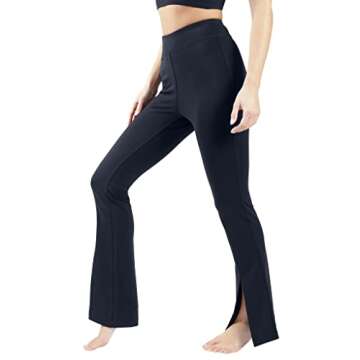 90 Degree By Reflex High Waist Flare Yoga Pant with Front Split - Dark Navy - Small