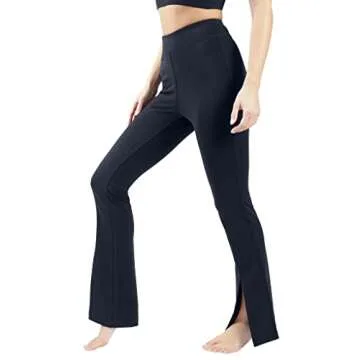 90 Degree By Reflex High Waist Flare Yoga Pant with Front Split - Dark Navy - Small